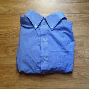 Blue Button Down Long Sleeve Work Dress Shirt